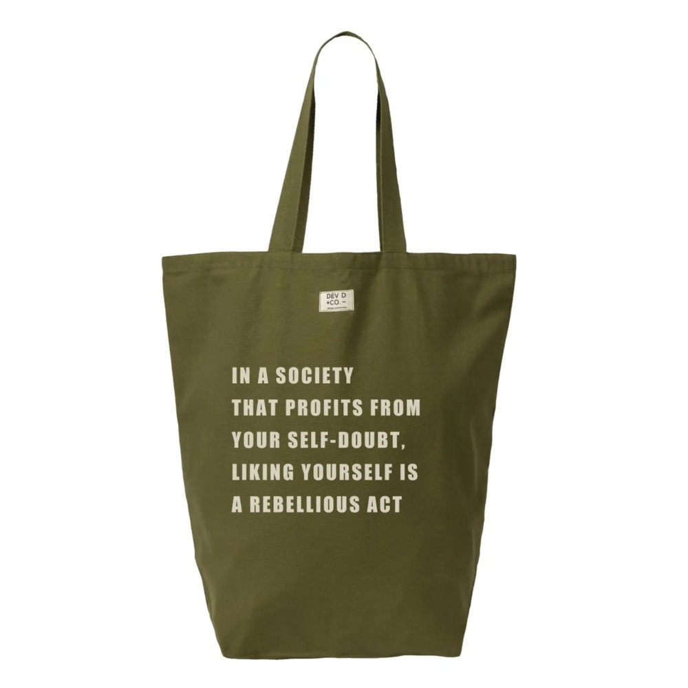 NWT In A Society That....Olive Green Tote Bag